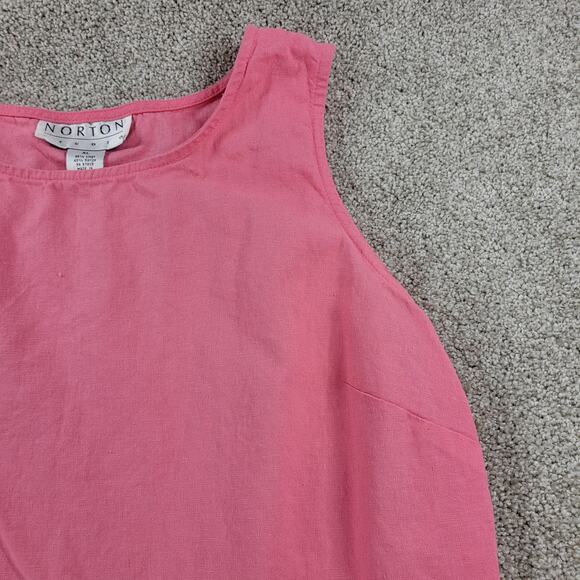VTG Norton Studio Linen Tank Pant Set Womens Petite XL Pink Capri Resortwear - Picture 12 of 16